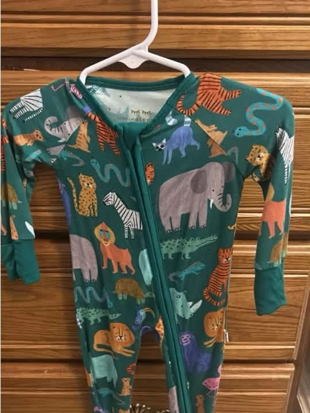 Little Sleepies Green Animal Print Zippy Pajamas